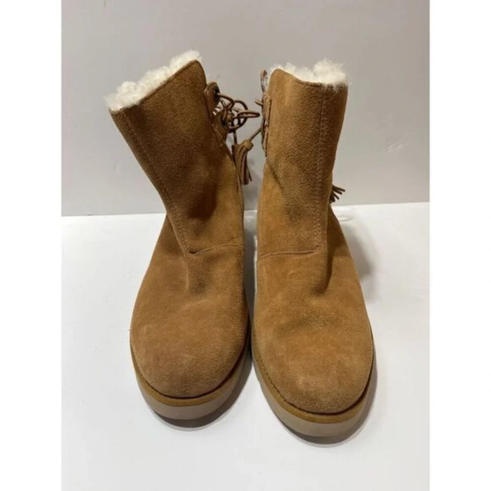 Kookaburra UGG Boots Suede Fur-Lined Winter‎ Boots with Lace-Up Design SZ 10 NWT